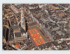 Postcard Aerial View Flower Carpet Grand-Place of Brussels Belgium