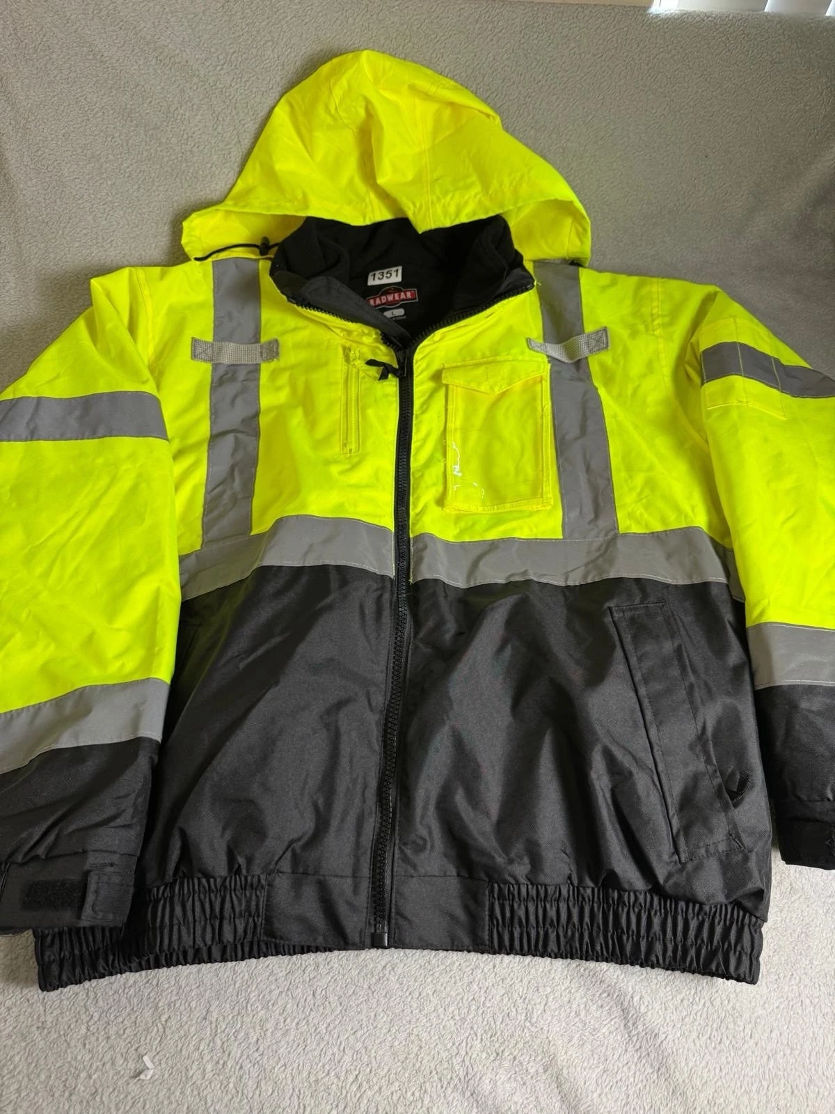 Radwear Safety Jacket Mens Large Multicolor Full Zip Hooded High Visibility image 1