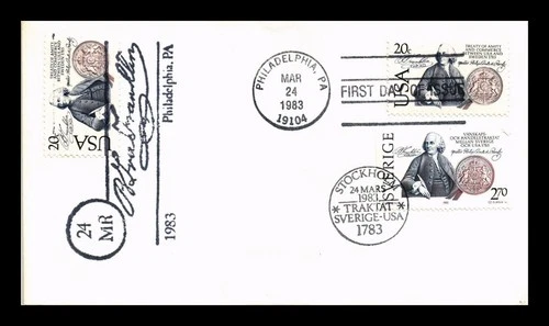 SWEDEN TREATY 200TH ANNIVERSARY FDC JOINT ISSUE COMBO DUAL CANCEL US COVER