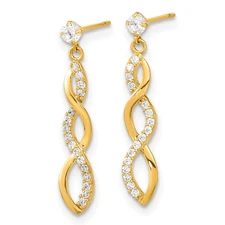 14k Madi K CZ Twisted Dangle Post Earrings SE2547