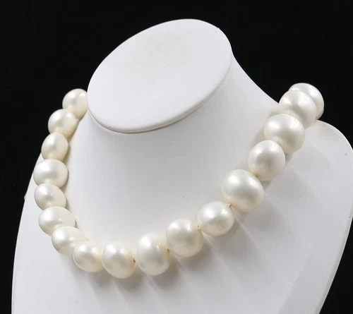 LAST ONE LARGE FASHION 19 MM SOUTH SEA WHITE BAROQUE SHELL PEARL NECKLACE 18 " - Picture 3 of 9