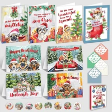 Decorably 16 Pack Foiled 5x7in Dog Christmas Cards with Envelopes multicolor 