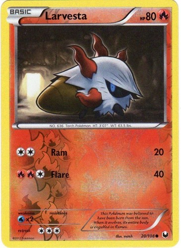 Larvesta 20/108 B&W Dark Explorers REVERSE HOLO PERFECT MINT! Pokémon