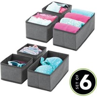 Mdesign Aufbewahrungsbox Stoffkisten Organizer 6Er Set Dunkelgrau/Schwarz