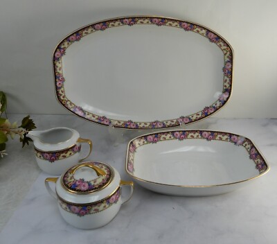 4 Pc  Edelstein Bavaria 15-1/8'' Platter, Sugar Bowl,Creamer, Vegetable Bowl