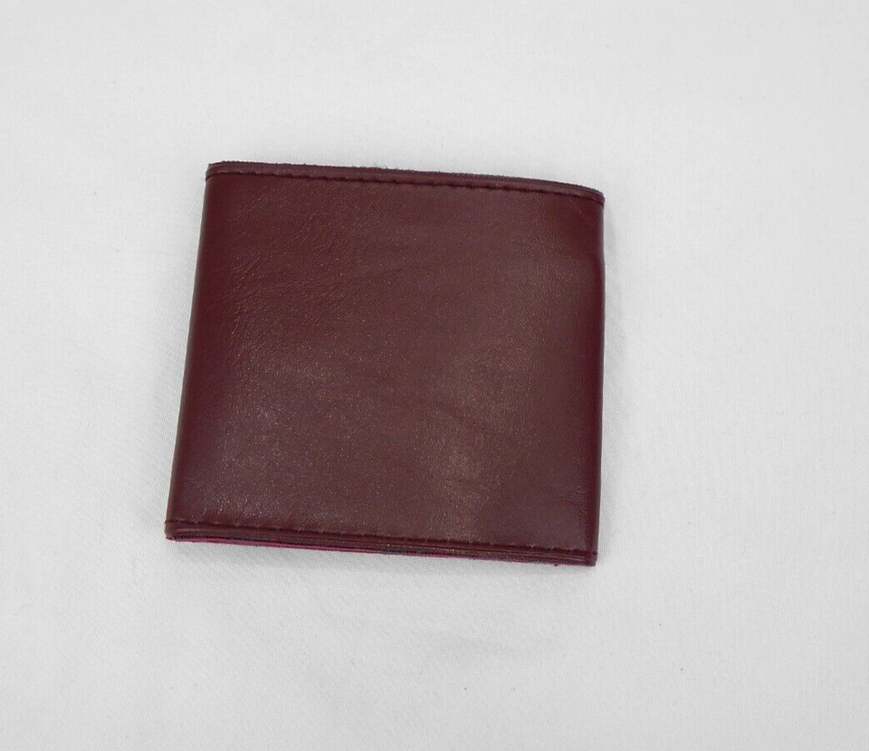 VTG Barclay Bank Leather Slim Bifold burgundy coin change & money bill