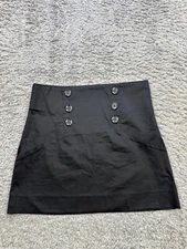 Arden B Skirt Women 8 Black Twill Back Zip Mini A-Line Stretch Made In USA