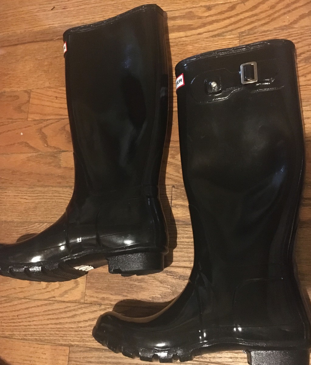 Hunter Women's Original Tall Gloss Black Rain Boots US Size