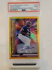 2021 Panini Prizm Draft Picks Thunderstruck Gold /10 James Wood Auto PSA 9 POP 1