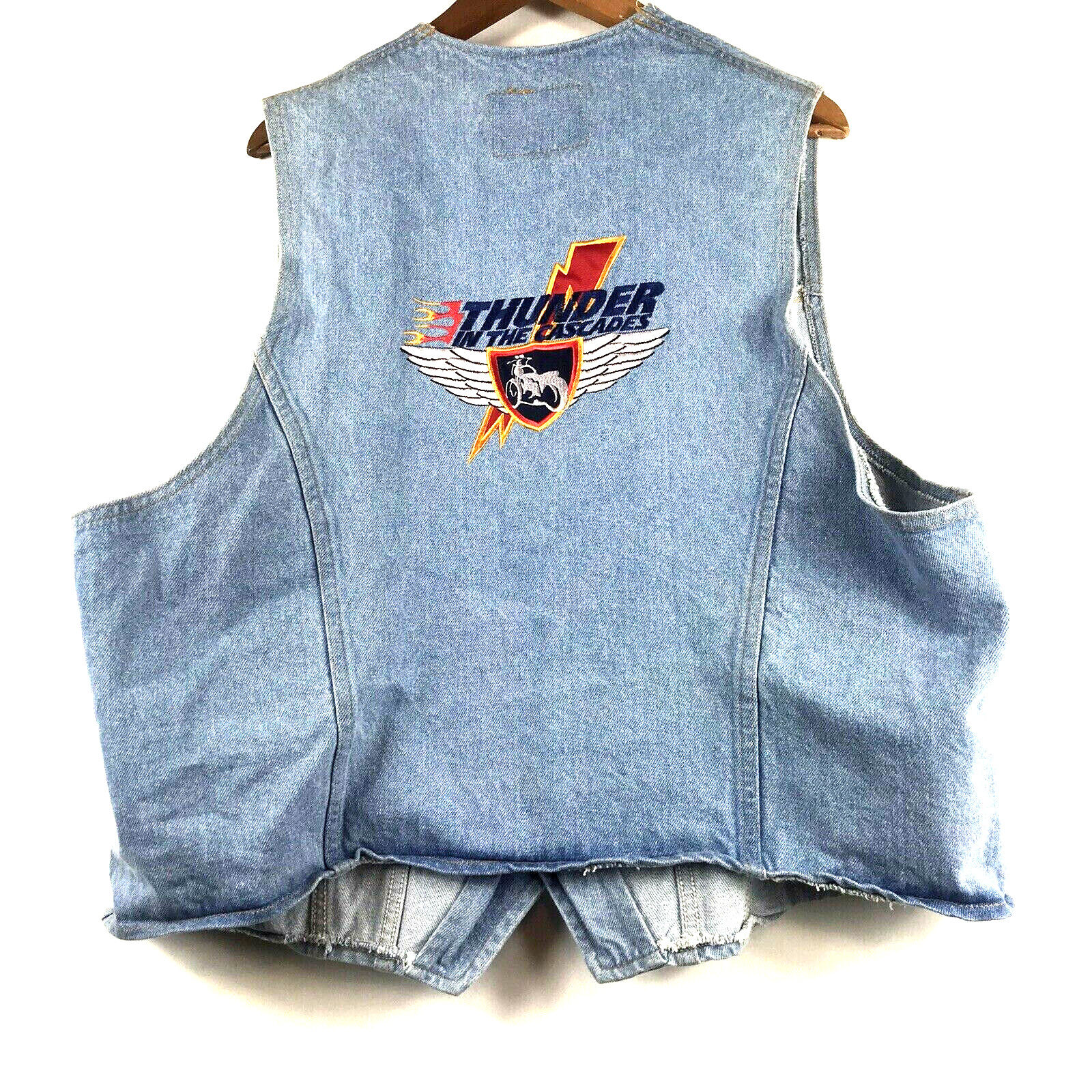3 Rivers Vest Mens Sz Large Thunder In The Cascades Motorcycle Event Denim