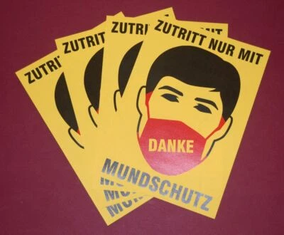 EIGENE HERSTELLUNG Mundschutz benutzen Aufkleber Sticker Schild Hinweis NEU Corona