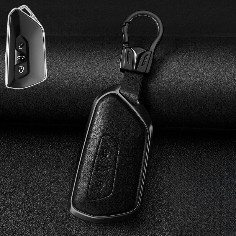 Funda de cuero para llave de coche para VW Golf 8 MK 8 Teramon ID.3 ID.4 Skoda Octavia  Foto 3 de 4