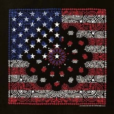 Black Flag Paisley 22x22 Bandanna Single Side Print Made in USA
