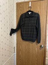 geoffry Beene quarter zip sweater size medium gray plaid