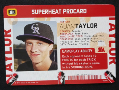 2011 Superheat Skateboarding Series Trading Card Game Adam Taylor #20