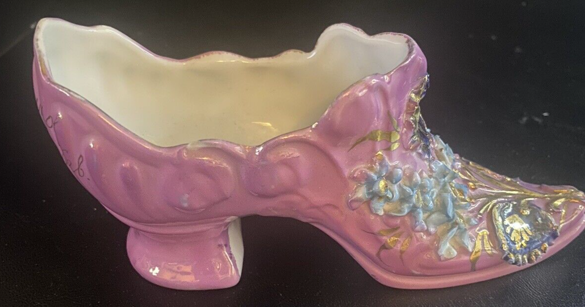 PANTOFOLA D’ORO PANTOFOLA VINTAGE VITTORIANA PORCELLANA ROSA E ORO Germania