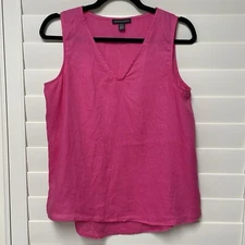 Saks Fifth Avenue Sleeveless Linen Tank Top Womens Small Pink Fuchsia Minimalist