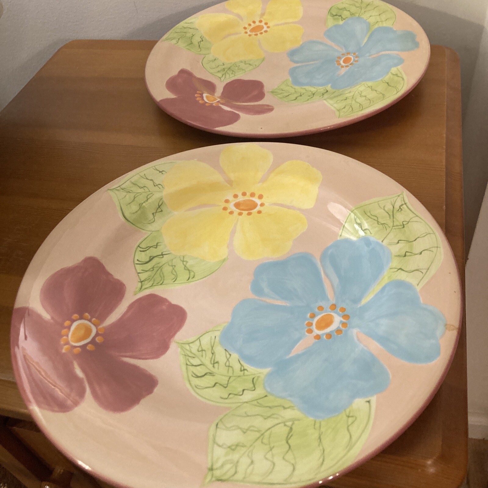 Set of 2 Gates Ware by Laurie Gates Floral Pink Dinner Plates 9 5/8" eBay