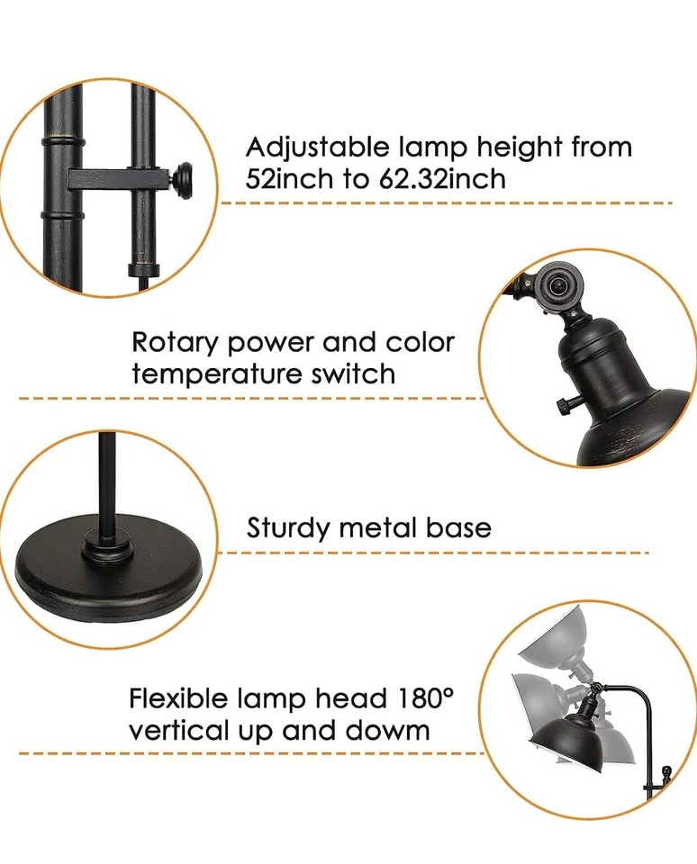 NEW! Hudson Adjustable Floor Lamp-Dark Zinc(Black) - Image 4 of 4