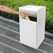 Modern Trash Can Commercial Freestanding Trash Can Cabinet Silver With Trash Bag