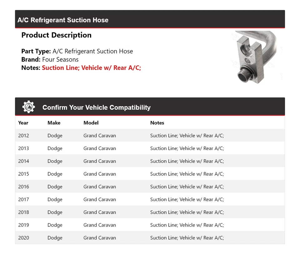 Mangueira de sucção refrigerante A/C Dodge Grand Caravan 2012-2020 4 estações 2013 - Imagem 2 de 4