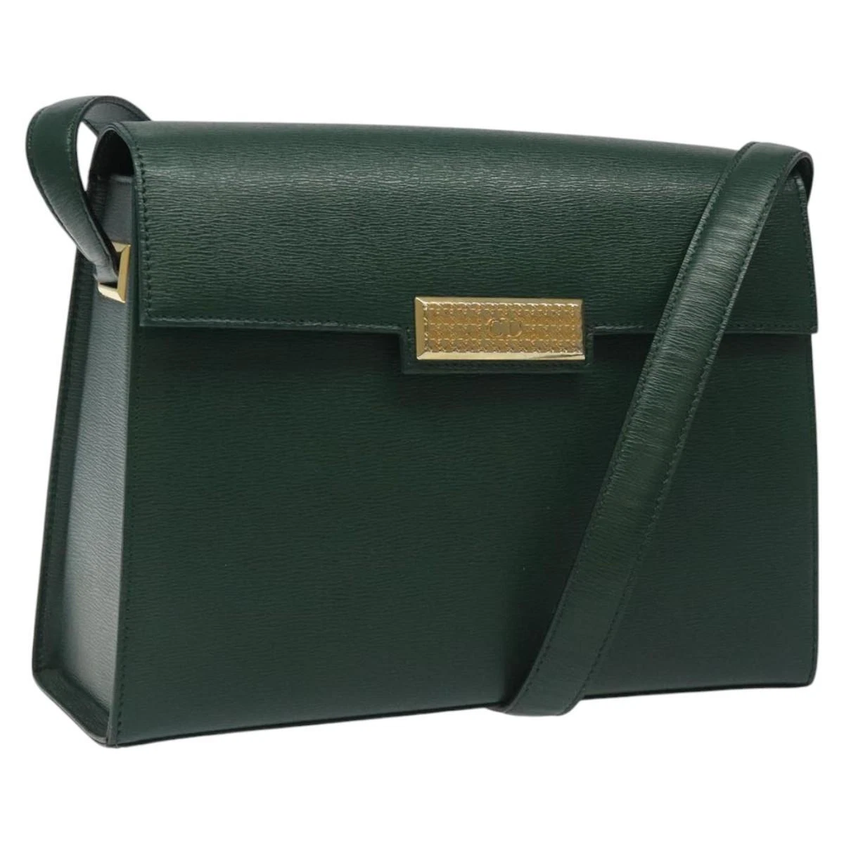 Sac bandoulière Christian Dior cuir vert authentique BA605