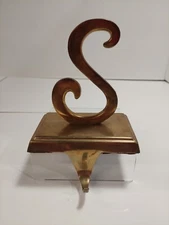 Solid Brass Christmas Stocking Hanger Letter S Mantle Decor Vintage