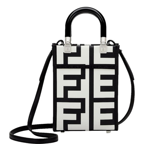 Mini bolso Fendi Sunshine de piel de becerro Nero y Blanco NUEVO - Imagen 3 de 6