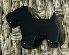 Vintage Black Bakelite Scotty Dog Pendant Simichrome Tested