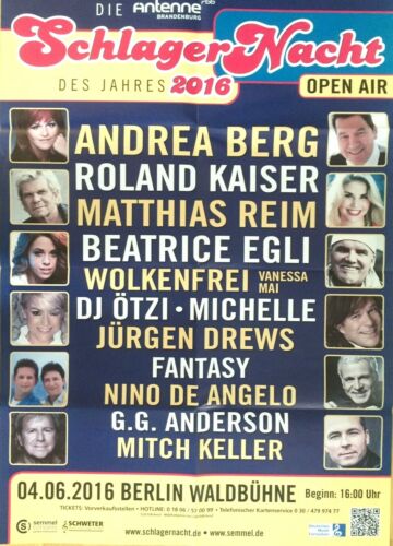 SCHLAGER NACHT 2016 BERLIN  - orig.Concert Poster - Konzert Plakat  - A1 F/N - Bild 1 von 1