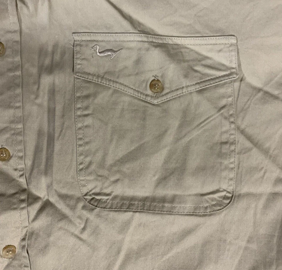 Duxbak Shirt Large Men's Long Sleeve Beige Hunting Camping Outdoor Shirt - Image 4 of 4