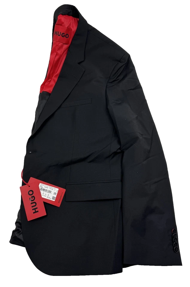 $398 NUEVO HUGO BOSS Para Hombres 42S Blazer Negro Sólido Abrigo Deportivo Traje Chaqueta Foto 2 de 4