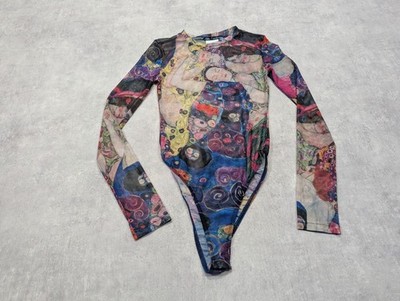 Zara Body Damen S Gustav Klimt The Virgin Art Einteiler Druckknopf transparent Netz Top