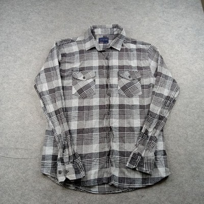 Day Age Shirt Mens XL Gray Houndstooth Flannel Button Front Long Sleeve