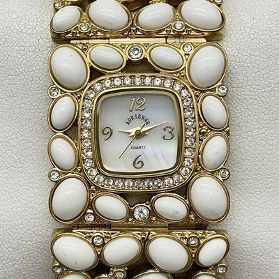 Adrienne Womens Watch 32mm White Cabochon Gold Tone Crystal  display picture 1