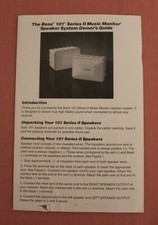 The BOSE 101 Series II Music Monitor Speaker System - OWNER'S GUIDE