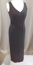 Vintage Dusk At Frank Usher Crepe & Satin Black Maxi Dress Size 10