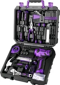 DEKO 126 Pcs 8V Kit d'outils de forage sans fil - violet