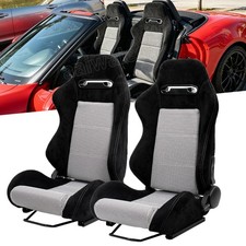 1 Pair Universal Racing Seats Car Seats W Dual Sliders Black White Sport Seats 1 Pair Universal Racing Seats Car Seats W Dual Sliders Black White Sport Seats