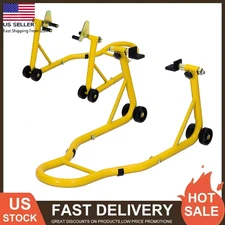 2 Set Heavy Duty Motorcycle Stand Lift 900Lbs Capacity Front & Rear Combo Stands
