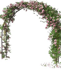 Metal Arch Wedding Backdrop Stand Frame 7Ft Wide 7.7Ft High Black Garden Trellis