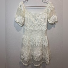 Free People Be Your Baby Lace Mini Dress in Ivory Size XS
