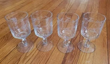 VTG Set of 4 Etched Floral Iced Tea / Water Glass Goblets (2) 6 1/8" & (2)6 1/4"