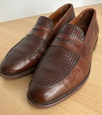 Allen Edmonds Lake Bluff Penny Loafers Woven 1088 USA Men's 9-1/2  D Chili Brown