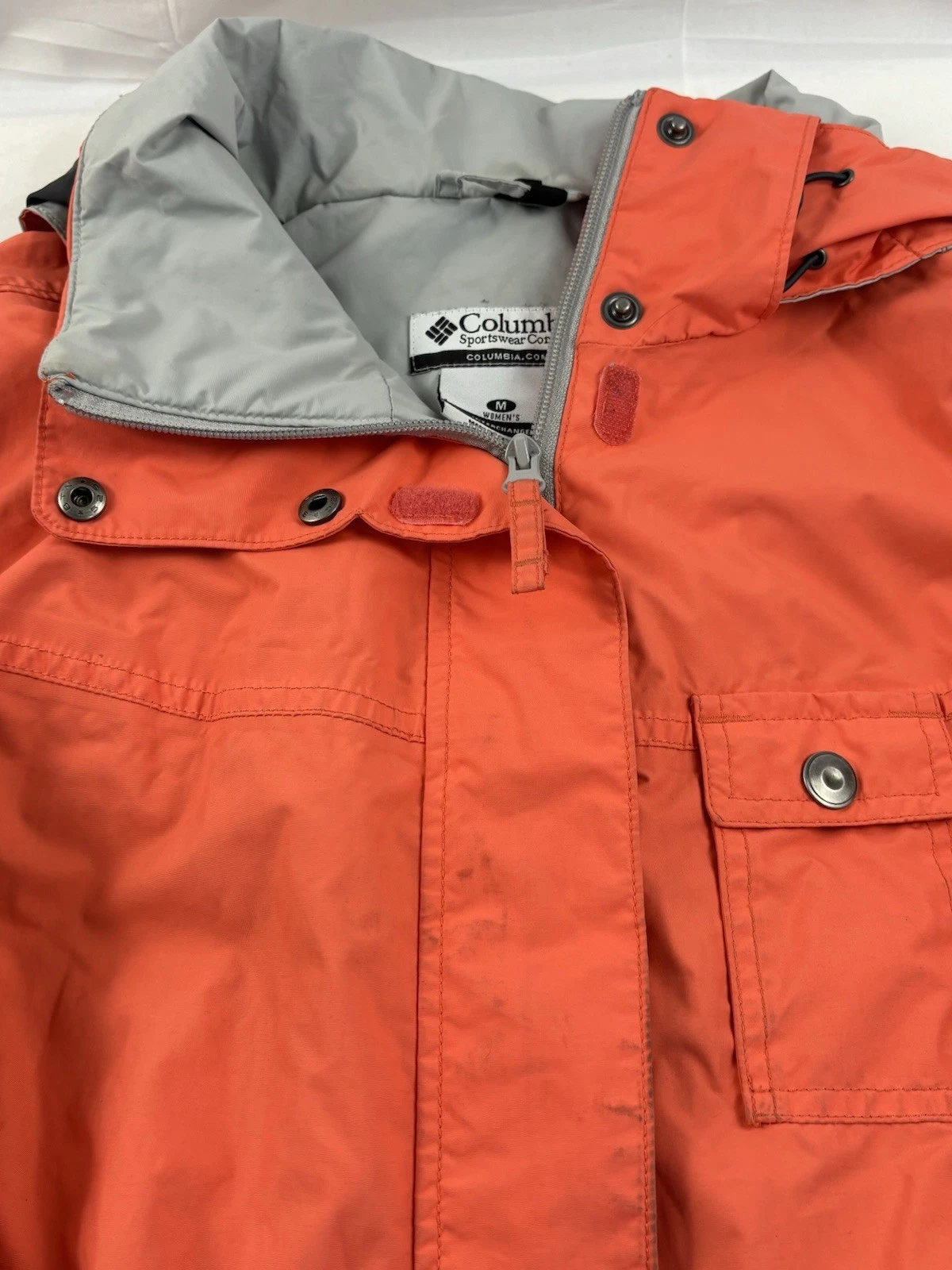 VETEMENTS Columbia Giacca Donna M Rosa Arancione Switchback Shell Giacca a Vento Zip Felpa con Cappuccio