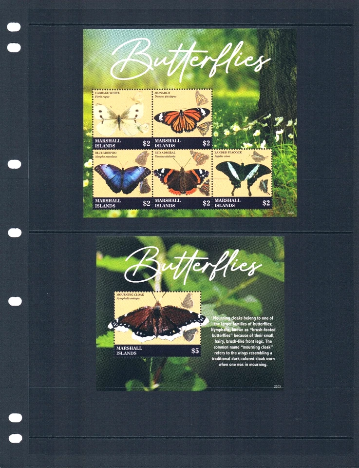 $30.00 Scott Value - 2022 MARSHALL ISL Butterflies 2 s/s Pacific CV MNH NH UMM - Image 2 of 4