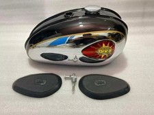 BSA C15 Polish & Black Painted Aluminum Petrol Tank +Badges + Kneepad +Tap+Cap