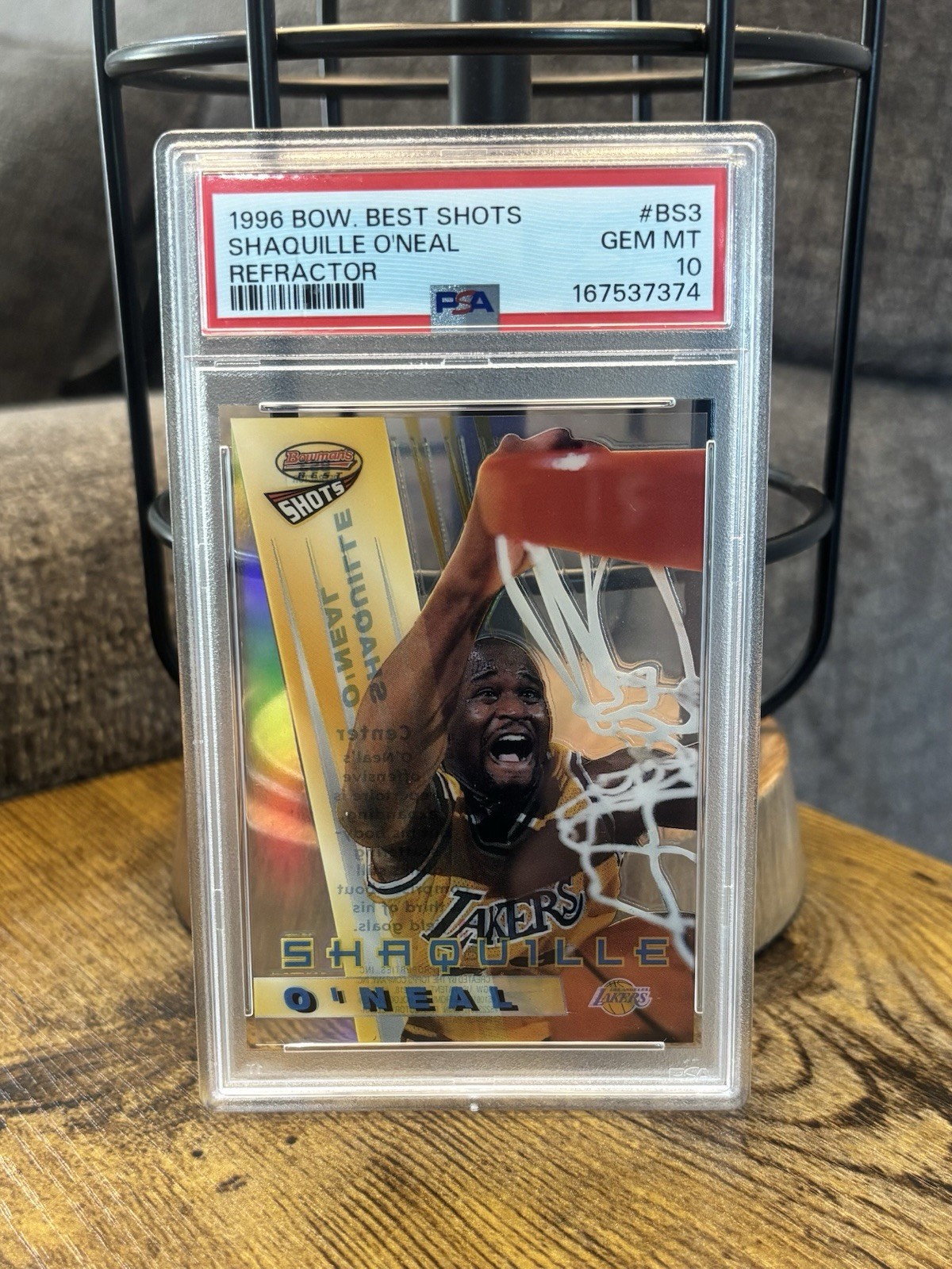 1996-97 Bowman's Best Shots Shaquille O'Neal Refractor PSA 10 #BS3 POP 33 NEW