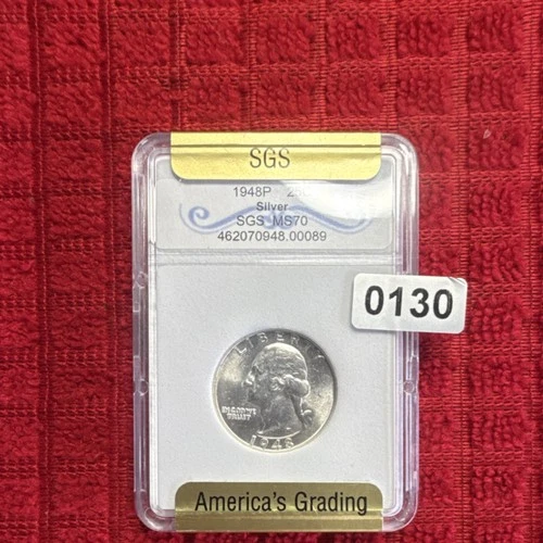Washington Quarter 1948 Philadelphia Silver SGS Uncirculated Graded Coin