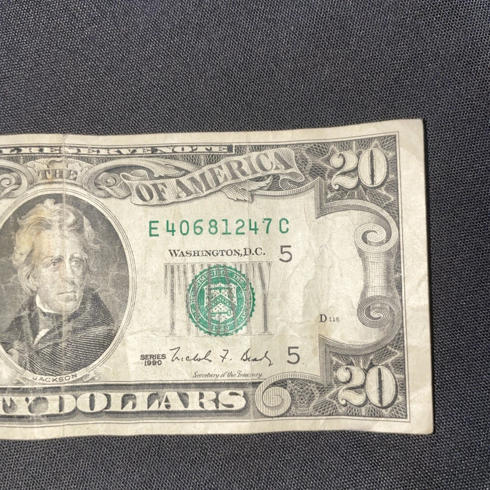 Rare Original Series 1990 $20 Dollar Bill Error Off Center Wide Right Margin - Image 2 of 4